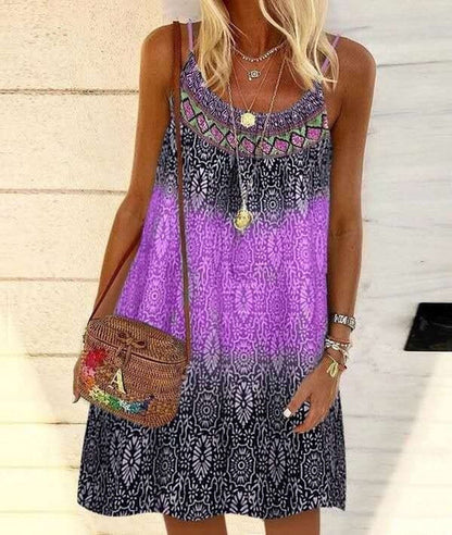 Boho Summer Dress Loose Fit Halter Style