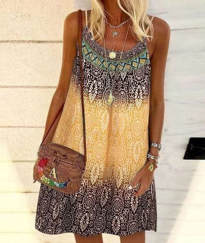 Boho Summer Dress Loose Fit Halter Style