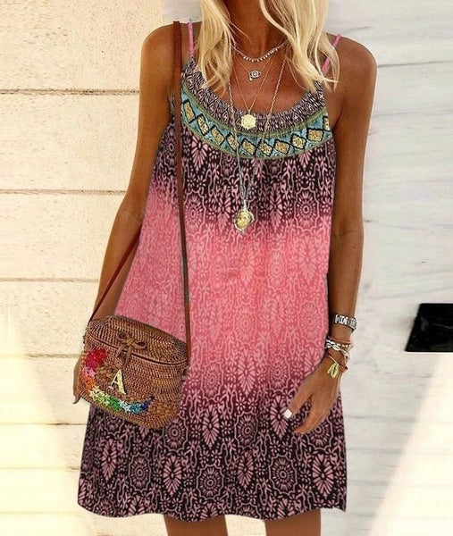 Boho Summer Dress Loose Fit Halter Style