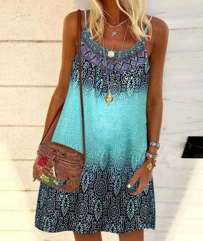 Boho Summer Dress Loose Fit Halter Style