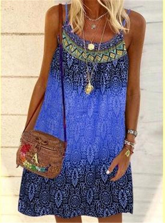 Boho Summer Dress Loose Fit Halter Style