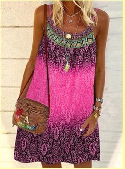 Boho Summer Dress Loose Fit Halter Style