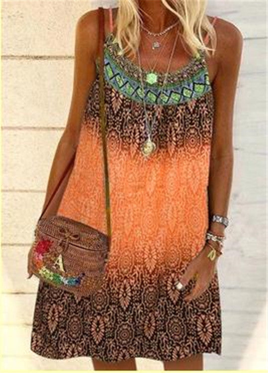 Boho Summer Dress Loose Fit Halter Style