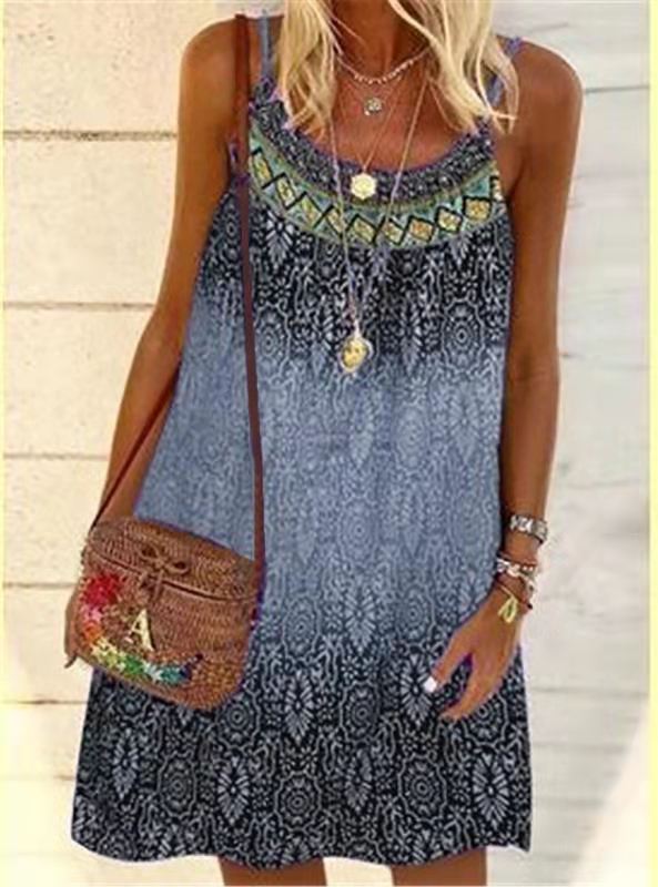 Boho Summer Dress Loose Fit Halter Style