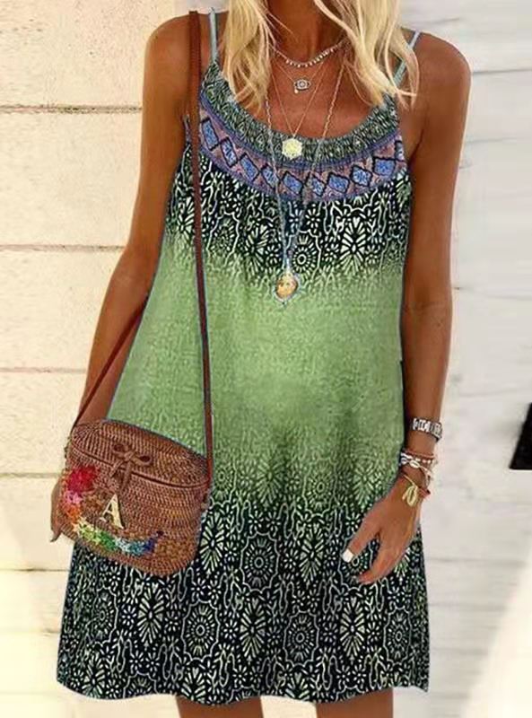 Boho Summer Dress Loose Fit Halter Style